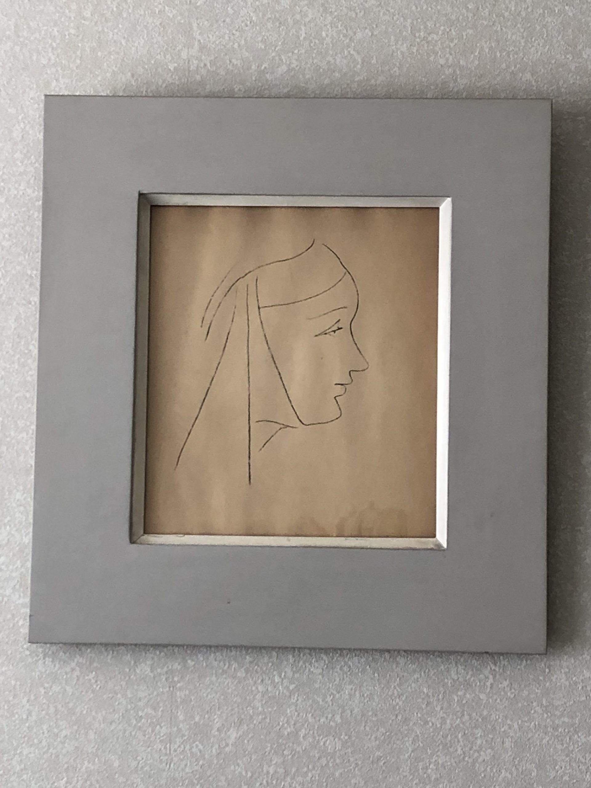 銀座歌舞伎座前　片山歯科医院　院内のマティス修道女のデッサン線描画の作品